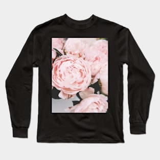 Flowers print, Pink, Pastel, Fashion print, Scandinavian art, Modern art, Wall art, Print, Minimalistic, Modern Long Sleeve T-Shirt